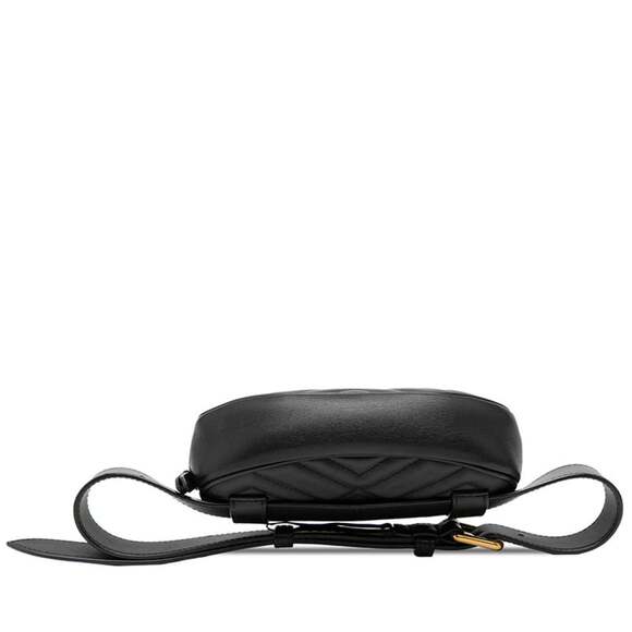 Gucci GG Marmont Quilted Body Bag/Waist Bag 476434 Black Leather Women's GUCCI - Picture 3 of 7